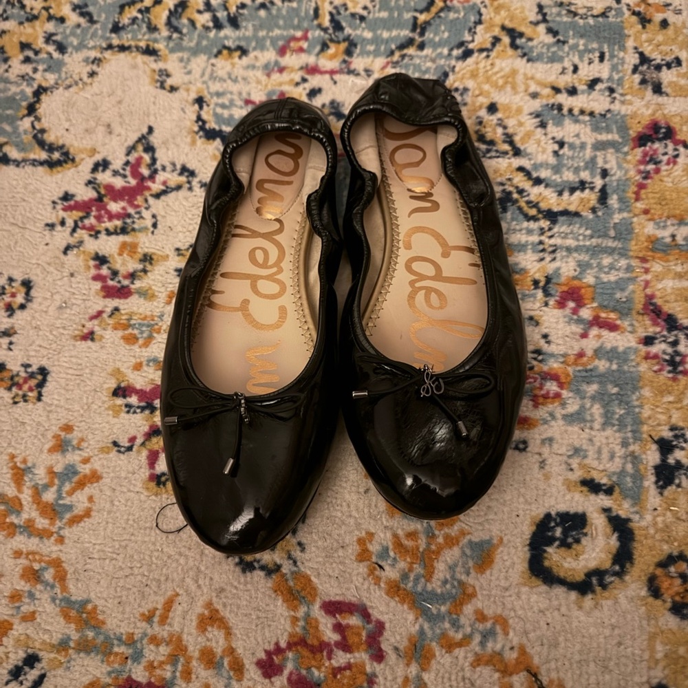 Sam Edelman Black Patent Felicia Bow Ballet Flats